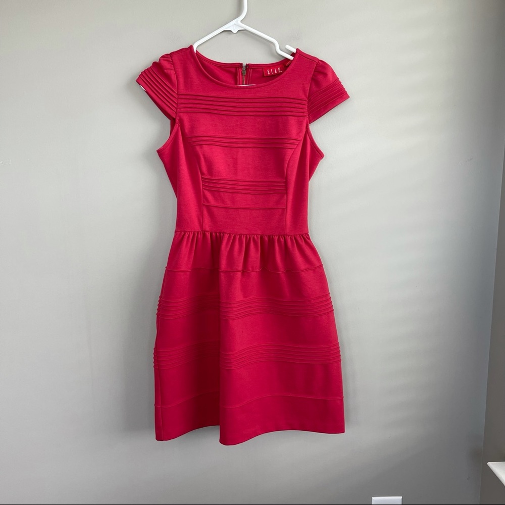 Elle Red Skater Dress W/Cap Sleeves 2